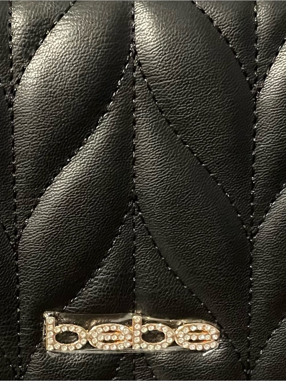 NWT Bebe Black Quilted Crossbody Bag Gold Chain Glam Purse - Picture 3 of 5